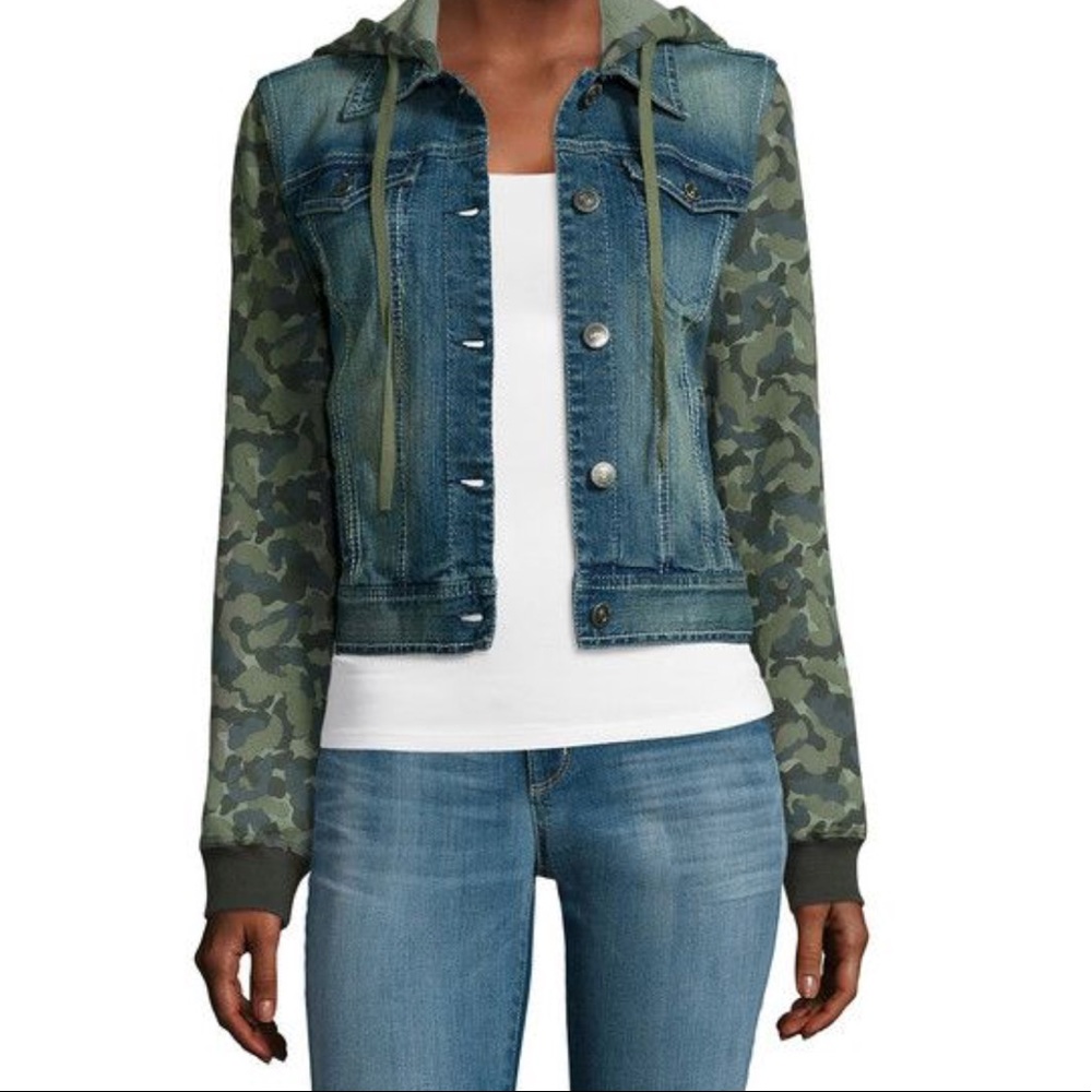 Denim Jacket with camp print sleeves